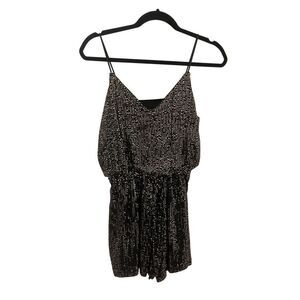 Double Crazy Black romper with gold sequins, women’s size S, brand new